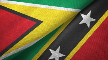 Guyana ve Saint Kitts ve Nevis iki bayraklar tekstil kumaş, kumaş doku