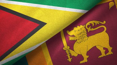 Guyana ve Sri Lanka iki bayraklar tekstil kumaş, kumaş doku