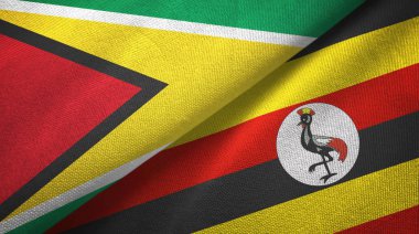 Guyana ve Uganda iki bayrak tekstil kumaş, kumaş doku