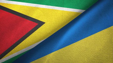 Guyana ve Ukrayna iki bayraklar tekstil kumaş, kumaş doku