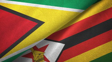 Guyana ve Zimbabve iki bayraklar tekstil kumaş, kumaş doku