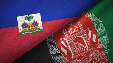 Haiti ve Afganistan iki bayraklar tekstil kumaş, kumaş doku 