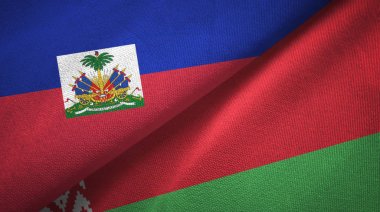 Haiti ve Beyaz Rusya iki bayraklar tekstil kumaş, kumaş doku 