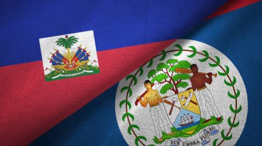 Haiti ve Belize iki bayraklar tekstil kumaş, kumaş doku 