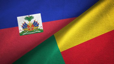 Haiti ve Benin iki bayraklar tekstil kumaş, kumaş doku 