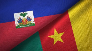 Haiti ve Kamerun iki bayraklar tekstil kumaş, kumaş doku 