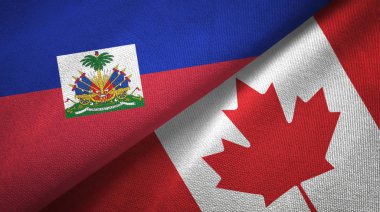 Haiti ve Kanada iki bayraklar tekstil kumaş, kumaş doku 