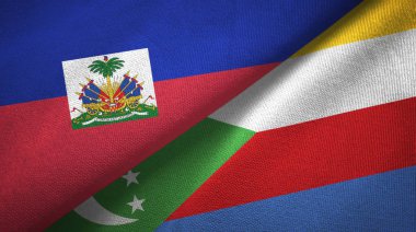 Haiti ve Komor lar iki bayrak tekstil kumaş, kumaş doku