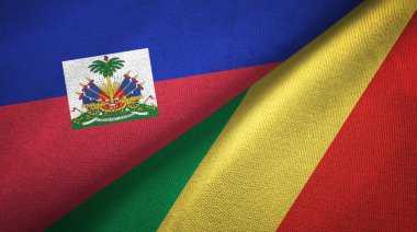 Haiti ve Kongo iki bayraklar tekstil kumaş, kumaş doku 