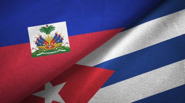 Haiti ve Küba iki bayraklar tekstil kumaş, kumaş doku