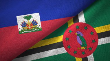 Haiti ve Dominika iki bayraklar tekstil kumaş, kumaş doku