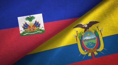 Haiti ve Ekvador iki bayraklar tekstil kumaş, kumaş doku