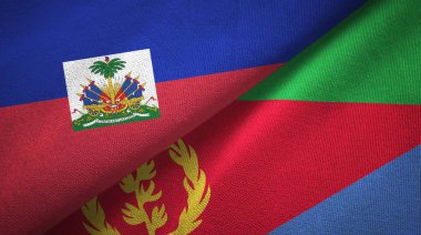 Haiti ve Eritre iki bayraklar tekstil kumaş, kumaş doku