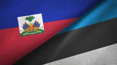 Haiti ve Estonya iki bayraklar tekstil kumaş, kumaş doku