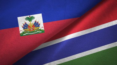 Haiti ve Gambiya iki bayraklar tekstil kumaş, kumaş doku