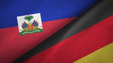 Haiti ve Almanya iki bayraklar tekstil kumaş, kumaş doku