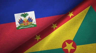 Haiti ve Grenada iki bayraklar tekstil kumaş, kumaş doku