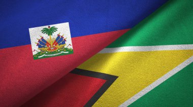 Haiti ve Guyana iki bayraklar tekstil kumaş, kumaş doku