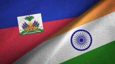 Haiti ve Hindistan iki bayraklar tekstil kumaş, kumaş doku