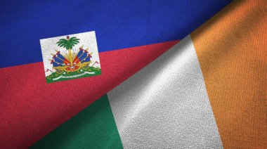 Haiti ve İrlanda iki bayraklar tekstil kumaş, kumaş doku