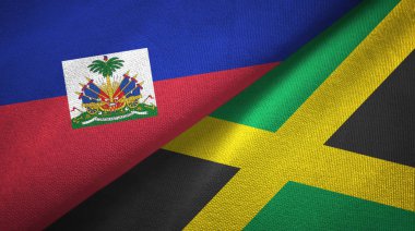 Haiti ve Jamaika iki bayraklar tekstil kumaş, kumaş doku