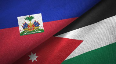 Haiti ve Ürdün iki bayraklar tekstil kumaş, kumaş doku