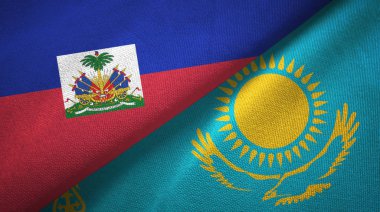 Haiti ve Kazakistan iki bayraktekstil kumaş, kumaş doku
