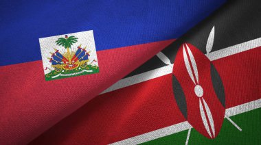 Haiti ve Kenya iki bayraklar tekstil kumaş, kumaş doku