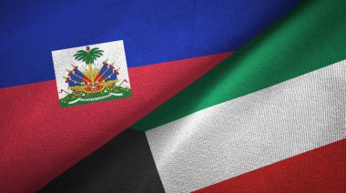 Haiti ve Kuveyt iki bayraklar tekstil kumaş, kumaş doku