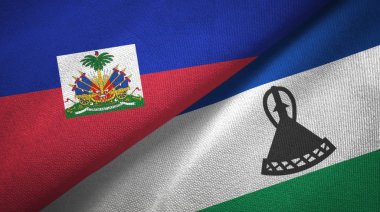 Haiti ve Lesotho iki bayraklar tekstil kumaş, kumaş doku