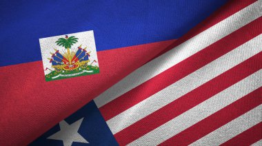 Haiti ve Liberya iki bayraklar tekstil kumaş, kumaş doku