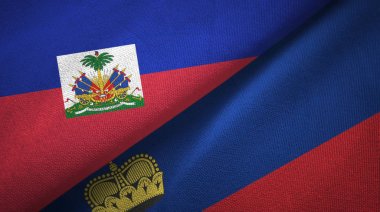 Haiti ve Lihtenştayn iki bayrak tekstil kumaş, kumaş doku
