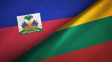 Haiti ve Litvanya iki bayraklar tekstil kumaş, kumaş doku
