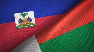 Haiti ve Madagaskar iki bayraklar tekstil kumaş, kumaş doku
