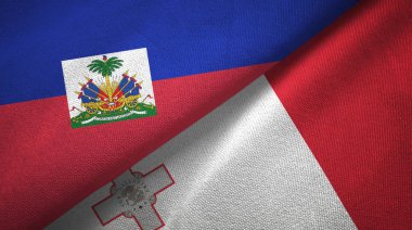 Haiti ve Malta iki bayraklar tekstil kumaş, kumaş doku