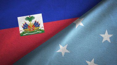 Haiti ve Mikronezya iki bayraklar tekstil kumaş, kumaş doku