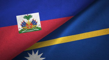 Haiti ve Nauru iki bayraklar tekstil kumaş, kumaş doku