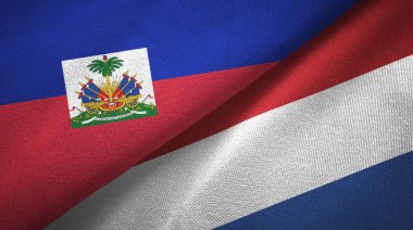 Haiti ve Hollanda iki bayraklar tekstil kumaş, kumaş doku