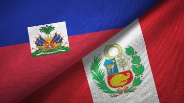 Haiti ve Peru iki bayraklar tekstil kumaş, kumaş doku