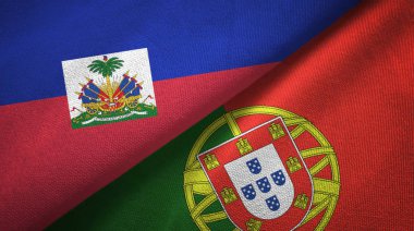 Haiti ve Portekiz iki bayraklar tekstil kumaş, kumaş doku