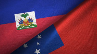 Haiti ve Samoa iki bayraklar tekstil kumaş, kumaş doku