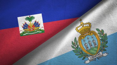 Haiti ve San Marino iki bayraklar tekstil kumaş, kumaş doku