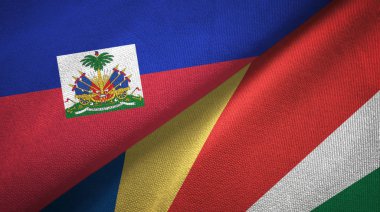 Haiti ve Seyşeller iki bayrak tekstil kumaş, kumaş doku