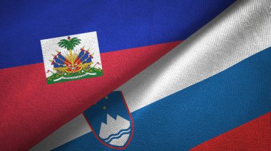 Haiti ve Slovenya iki bayraklar tekstil kumaş, kumaş doku