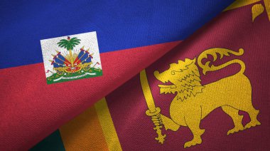 Haiti ve Sri Lanka iki bayraklar tekstil kumaş, kumaş doku
