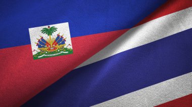Haiti ve Tayland iki bayraklar tekstil kumaş, kumaş doku