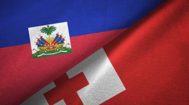 Haiti ve Tonga iki bayraklar tekstil kumaş, kumaş doku