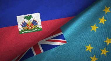Haiti ve Tuvalu iki bayraklar tekstil kumaş, kumaş doku