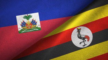 Haiti ve Uganda iki bayraklar tekstil kumaş, kumaş doku