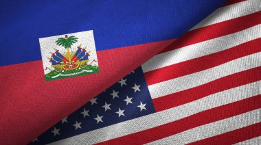 Haiti ve Amerika Birleşik Devletleri iki bayraklar tekstil kumaş, kumaş doku